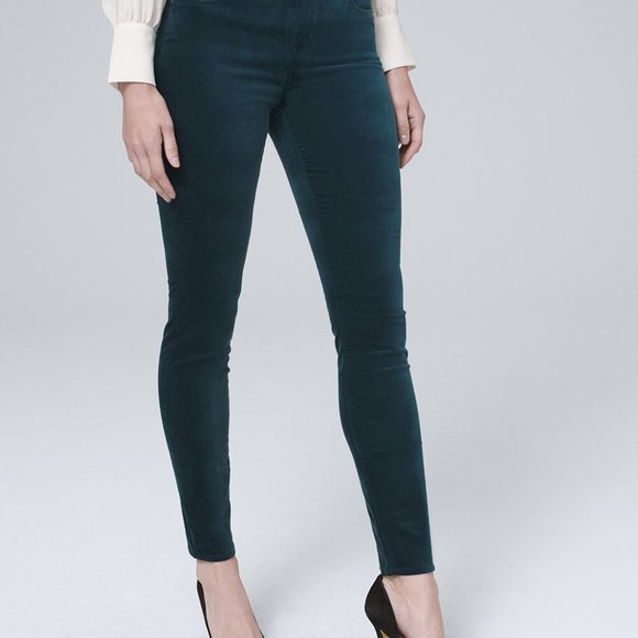 WHBM High-Rise Velvet Skinny Ankle Jeans - teal - size 6 - Picture 3 of 7